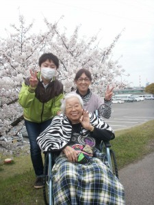 ■外食の帰りに、河川敷でプチ花見(^_^)v